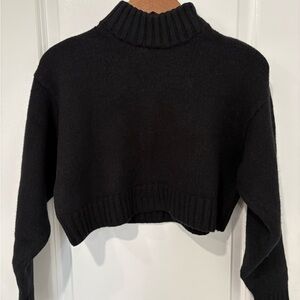 Black Turtleneck Cropped Sweater